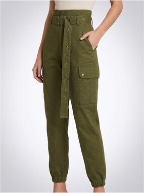 New Simon’s Highrise Olive Green Cargo Pants with Belt Size Extra Small Cotton